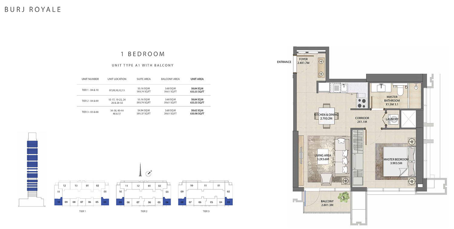 Floor Plan - Emaar Burj Royale Apartments